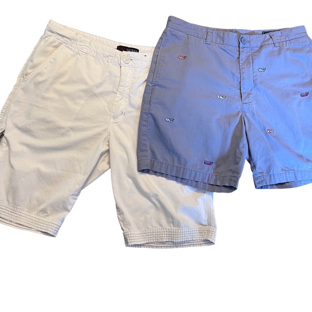 Lot of 2 Men's Shorts Guess White Cargo & Vineyard Vines Club Shorts‎ Size 34
